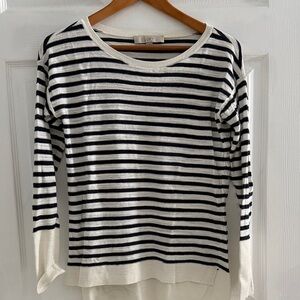LOFT Navy and Cream Striped Sweater